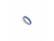 Fine Jewelry Vault UBU14WR500S226225 Blue Created Sapphire Eternity Band 14K White Gold 5 CT TGW 16 Stones