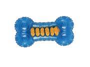 NorthLight TPR Rubber Bone with Orange Rope Center Non Toxic Puppy Dog Chew Toy Blue
