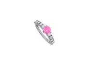 Fine Jewelry Vault UBUNR50496AGCZPS Pink Sapphire CZ Ring in Sterling Silver 1.50 CT TGW 10 Stones