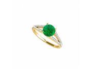 Fine Jewelry Vault UBUNR50774EY14CZE Split Shank Emerald CZ Ring in 14K Yellow Gold 8 Stones