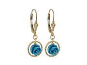 Dlux Jewels Turquoise 7 mm Rose Flower 10 mm Braided Ring Dangling Gold Filled Lever Back Earrings