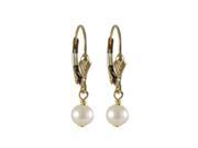 Dlux Jewels White 5.5 mm Pearl Dangling with Gold Filled Lever Back Earrings