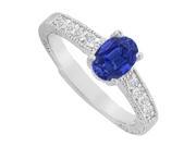 Fine Jewelry Vault UBUNR82898AG9X7CZS Sapphire CZ Engagement Ring in 925 Sterling Silver 4 Stones