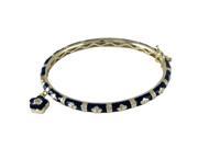 Dlux Jewels 50 in. Navy Enamel Flowers with Flower Champagne Gold Tone Brass Bangle