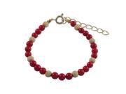 Dlux Jewels Red 4 mm Balls Gold Filled 4 mm Laser Balls Bracelet 4 x 1 in.