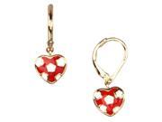 Dlux Jewels Red White Heart Lever Back Earrings
