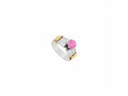 Fine Jewelry Vault UBUJ2194TT14CZPS Engagement Ring in 14K White Yellow Gold With CZ Created Pink Sapphire 1.10 CT 12 Stones