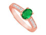 Fine Jewelry Vault UBUNR82898P149X7CZE Oval Emerald CZ Ring in 14K Rose Gold 4 Stones