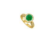 Fine Jewelry Vault UBUNR50338AGVYCZE Cool Gift Emerald CZ Ring in Yellow Gold Vermeil 22 Stones