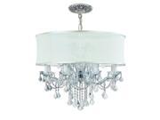 Brentwood Collection 4489 CH SMW CLM Brentwood Chandelier Draped in Clear Majestic Wood Polished Crystal Accented with a Smooth Antique White Silk Shade