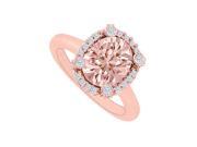 Fine Jewelry Vault UBNR83597P149X7CZMG Oval Morganite With CZ Halo Engagement Ring 4 Stones