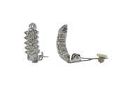 Dlux Jewels Silver Tone Brass with Crystal Clip Earrings 0.79 in.