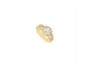 Fine Jewelry Vault UBJ8233Y14CZ CZ Engagement Ring 14K Yellow Gold 1.25 CT CZ 63 Stones