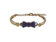 Dlux Jewels Lavender Enamel Bow with Gold Plated Brass Bangle Bracelet 5.5 x 1 in.