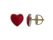 Dlux Jewels Red Enamel 7 x 8 mm Heart Stud with Gold Plated Sterling Silver Post Screen Back Earrings