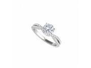 Fine Jewelry Vault UBNR50843EW14CZ Criss Cross Design CZ Engagement Ring in 14K White Gold