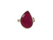 Dlux Jewels 5 x 9 Ruby Jade Semi Precious Stone Set with Gold Plated Sterling Silver Adjustable Ring