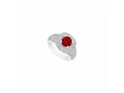 Fine Jewelry Vault UBJ6380W14DR Natural Ruby Diamond Mil grain Engagement Ring in 14K White Gold 1.15 CT TGW 66 Stones