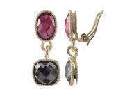 Dlux Jewels Gold Plated Brass Clip Earrings Dark Red Grey Color