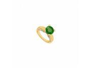 Fine Jewelry Vault UBUJ6571Y14CZE Created Emerald CZ Engagement Ring in 14K Yellow Gold 1 CT TGW 40 Stones