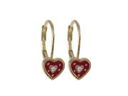 Dlux Jewels Red Enamel Heart 0.63 in. Gold Tone Brass Wire Earrings