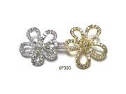 Dlux Jewels White Cubic Zirconia Two Tone Flower Pin