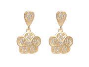 Dlux Jewels Gold Tone Brass Post Earrings Flower with White Cubic Zirconia