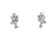 Dlux Jewels SS wht Sterling Silver Diamond Cubic Zirconia Earrings