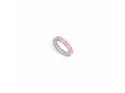 Fine Jewelry Vault UBU14WR500CZPS226225 Created Pink Sapphire CZ Eternity Band 14K White Gold 5 CT TGW 8 Stones