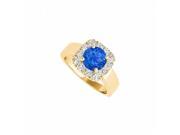 Fine Jewelry Vault UBUNR50823EY14CZS Halo Engagement Ring With Sapphire CZ in 14K Yellow Gold