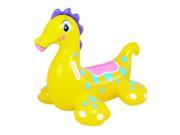 NorthLight Sea Horse Rider Inflatable Swimming Pool Float Toy with Handles Yellow Blue 44 in.