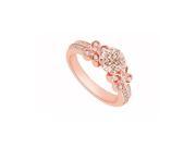 Fine Jewelry Vault UBJS3307AP14CZMG Morganite April Birthstone CZ Floral Engagement Ring in 14K Rose Gold 10 Stones
