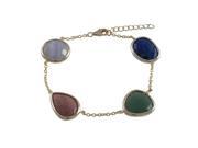 Dlux Jewels Gold Plated Sterling Silver Multi Color Semi Precious Flat Faceted Stones Bracelet 7.25 in.