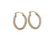 Dlux Jewels Tri Color Oval Hoop Earrings Brass 1.1 in.