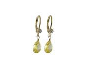 Dlux Jewels Citrine 6 x 9 Teardrop Cubic Zirconia Gold Tone Brass Lever Back with Crystal Earrings 1.08 in.
