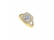 Fine Jewelry Vault UBNR50848AGVYCZ CZ Double Halo Engagement Ring Yellow Gold Vermeil