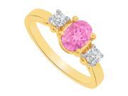 Fine Jewelry Vault UBUNR83437Y149X7CZPS Oval Pink Sapphire CZ Three Stone Engagement Ring 2 Stones