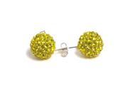 Dlux Jewels Sterling Silver Yello with Crystal 6 mm Post Earrings