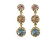 Dlux Jewels Sterling Silver Gold Plated Multi Color Cubic Zirconia Earrings