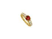 Fine Jewelry Vault UBNR50501AGVYCZGR Elegant Gift Garnet CZ Ring 1.50 CT TGW 2 Stones