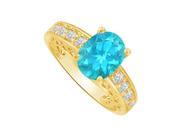 Fine Jewelry Vault UBUNR83553Y149X7CZBT Oval Blue Topaz CZ Engagement Ring in Yellow Gold 8 Stones