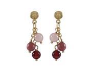 Dlux Jewels Rhodonite Three 4 mm Balls Dangling with 22.5 mm Long Gold Filled Post Earrings
