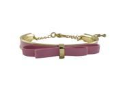 Dlux Jewels Light Pink Bow Light Pink Enamel Gold Plated Brass Bangle Bracelet 5.5 in.