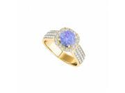Fine Jewelry Vault UBUNR50884EY14CZTZ Yellow Gold Halo Engagement Ring With Tanzanite CZ 54 Stones