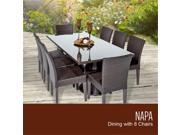 TKC Napa Rectangular Outdoor Patio Dining Table with 8 Armless Chairs Espresso