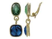 Dlux Jewels Gold Plated Brass Clip Earrings Green Blue Color