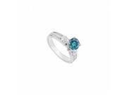 Fine Jewelry Vault UBJS183AW14QDRS4.5 14K White Gold Blue Diamond Engagement Ring 0.75 CT Size 4.5