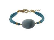 Dlux Jewels Amazonite Blue Semi Precious Stone with Turquoise Suede Chain Bracelet 7 x 1 in.