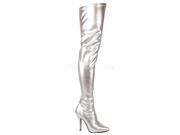 Pleaser SED3000_S_PU 12 Plain Stretch Thigh Boot Silver Size 12