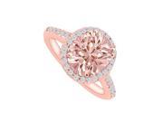 Fine Jewelry Vault UBNR83675P1410X8DMG Morganite Diamonds Halo Rose Gold Engagement Ring 36 Stones